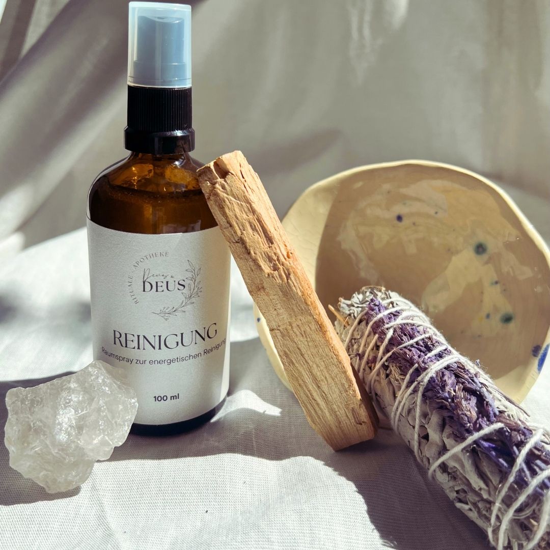 Ritual-Set zur energetischen Reinigung | Salbei Lavendel Palo Santo | Räucherbündel Spray Anleitung | Räuchern Neuanfang Einweihung Geschenk