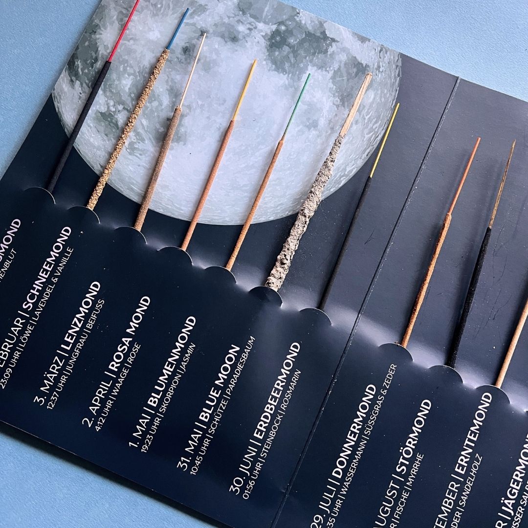 Vollmond Räucherstäbchen Set für 2026 | 13 Räucher-Stäbchen mit Beschreibung