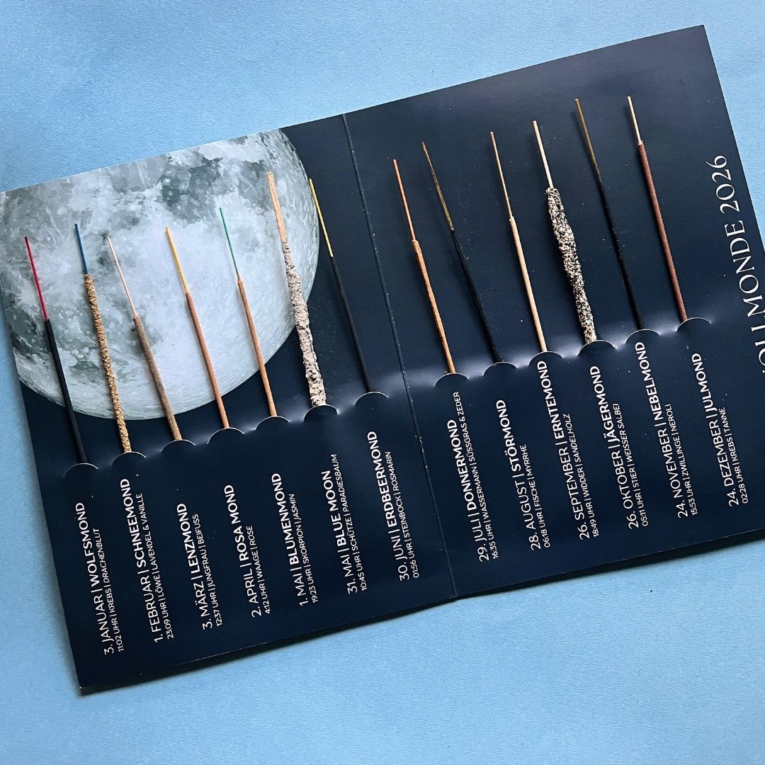 Vollmond Räucherstäbchen Set für 2026 | 13 Räucher-Stäbchen mit Beschreibung
